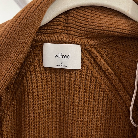 Wilfred Brown Cardigan with Shawl Collar and Ribbed Knit Pattern - Picture 2 of 2